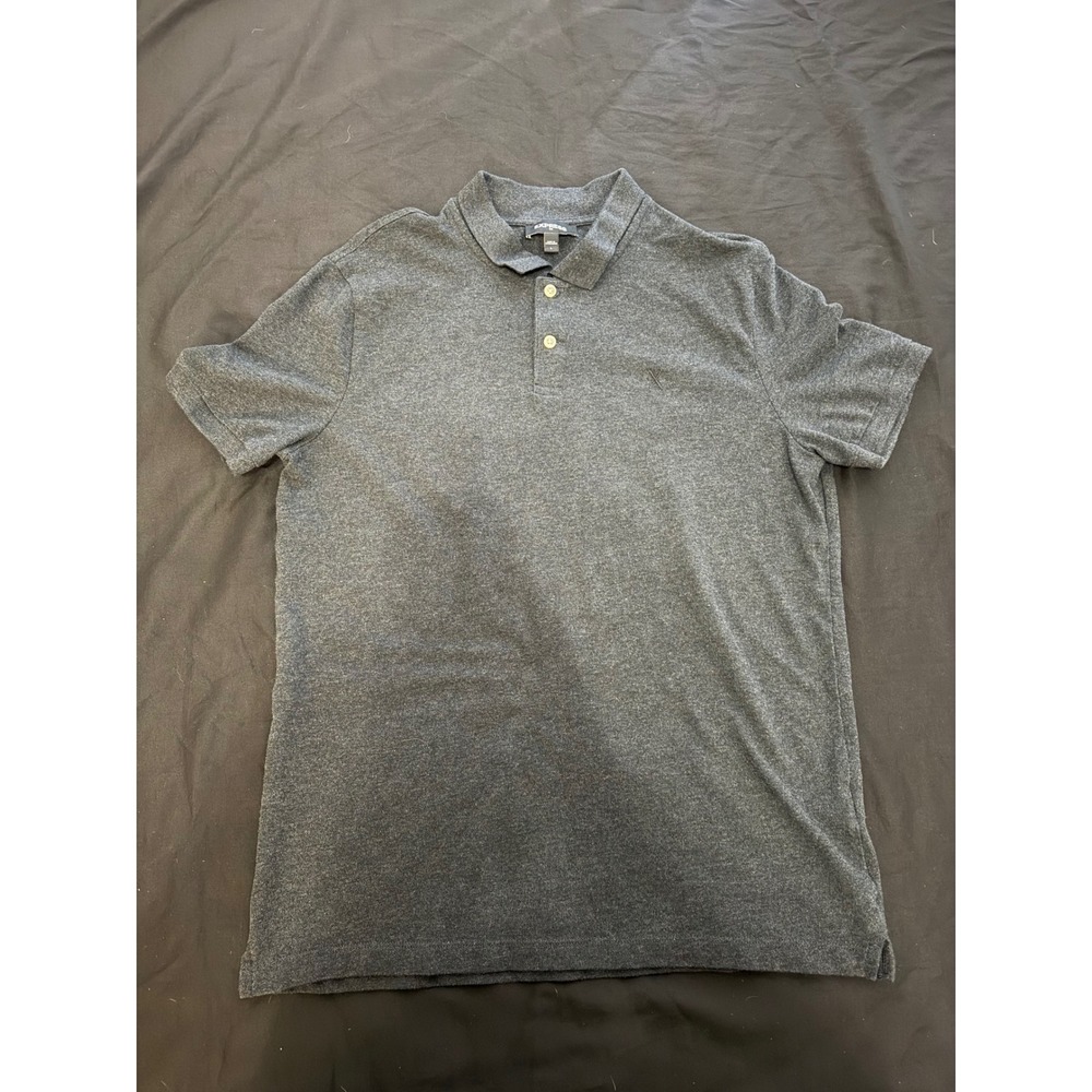 Express Mens Short Sleeve Pique Polo Shirt Charcoal Gray Heather Large L Logo